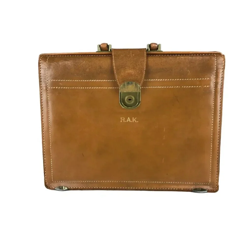 Rexbilt Unisex Adult Brown Leather Top Grain Cowhide Top Handle Briefcase‎ Bag